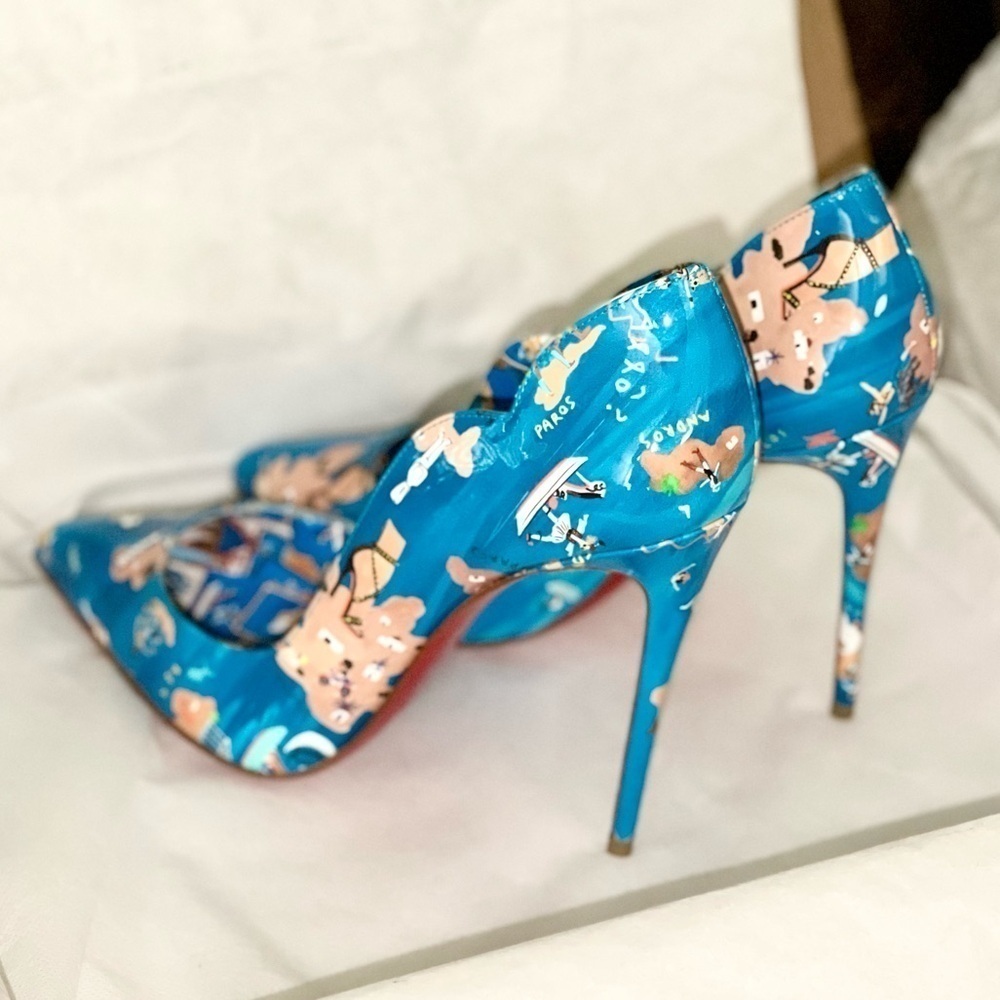 Christian Louboutin Hot Chick pumps 100mm patent blue Greek Odyssey EU39 - Picture 5 of 13